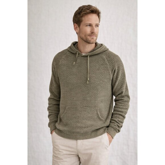 Carbon2Cobalt Other - Carbon2Cobalt Olive Textured Knit Hoodie Cotton Pullover Men’s Medium